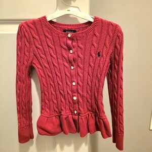 Girls Polo by Ralph Lauren Vibrant Magenta Cardigan